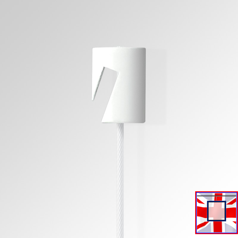 White Cable & J Rail Hanger (White Steel Wire, White Cylinder Anchor