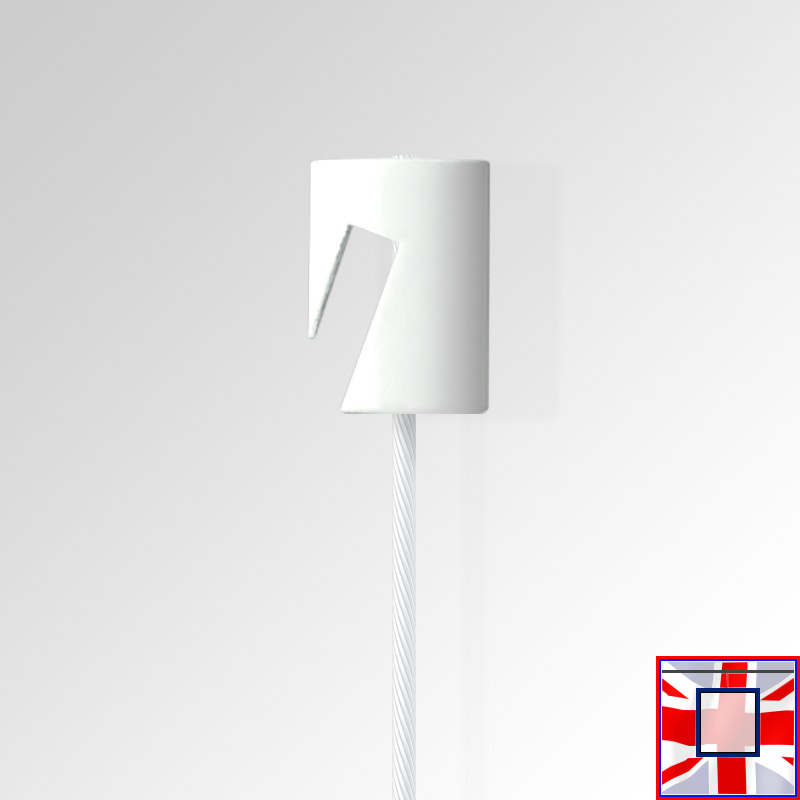 White Cable J Rail Hanger & White Cylinder Anchor with White Steel Wire