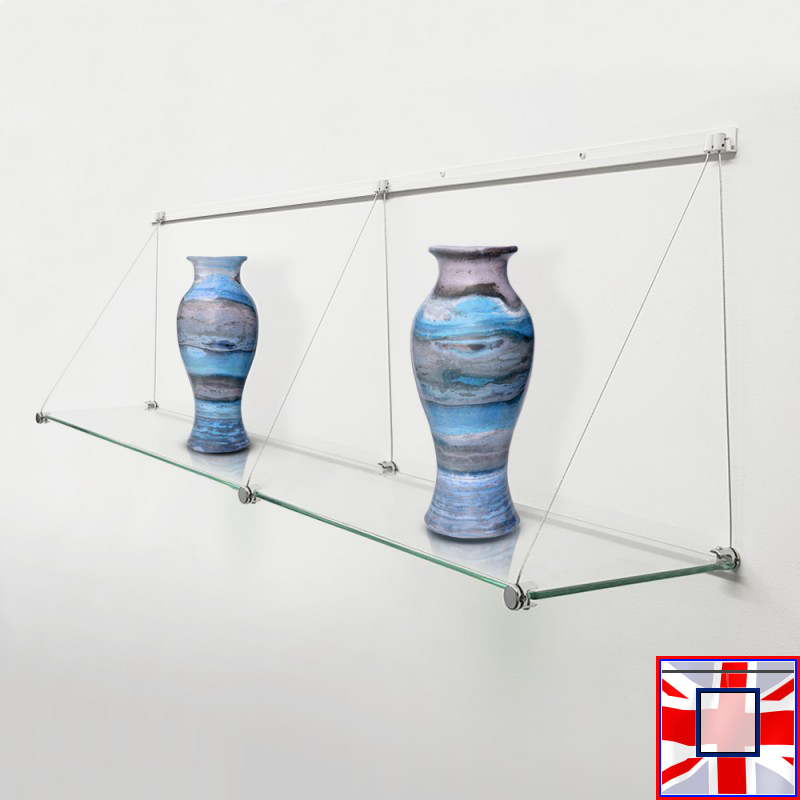 Long Shelving J Rail 150cm (Glass Shelf & Cables)