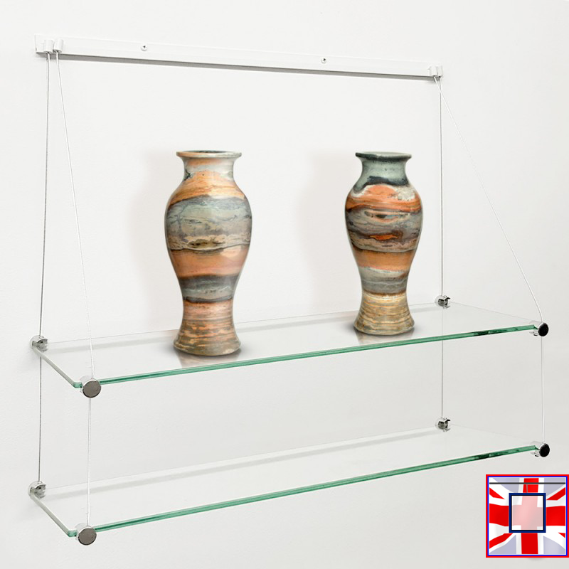 J Rail Glass Shelf Shelving (with Cables)