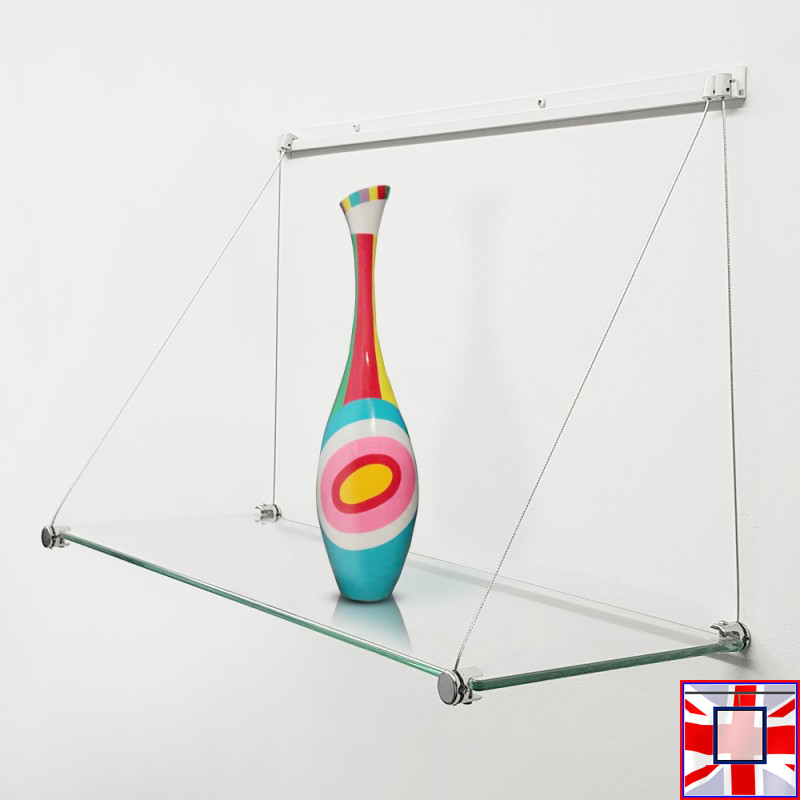 J Rail Glass Shelf Shelving (with Cables)