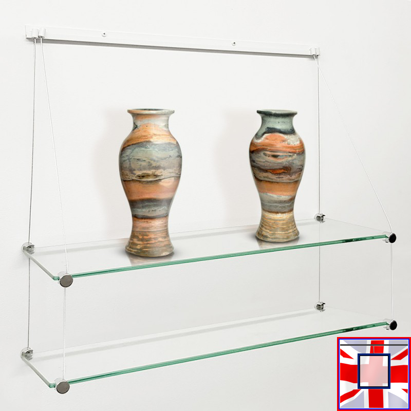 J Rail Glass Shelf Shelving (with Cables)