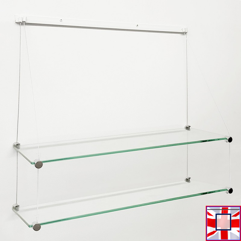 J Rail Glass Shelf Shelving (with Cables)