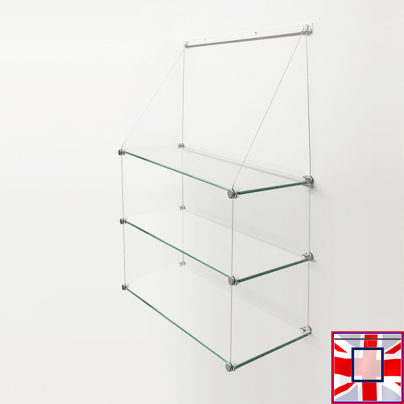 J Rail Glass Shelf Shelving (with Cables)