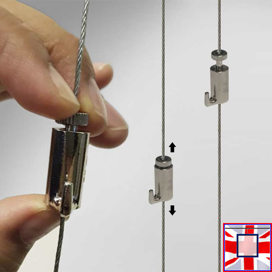 10kg Strong Picture Hanger – Self Locking Cable Hook (Pack of 10)