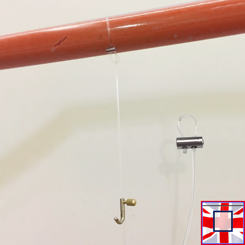 Transparent 2mm Nylon Picture Hanging Wire, Loop & Perlon 'Clear' Cord