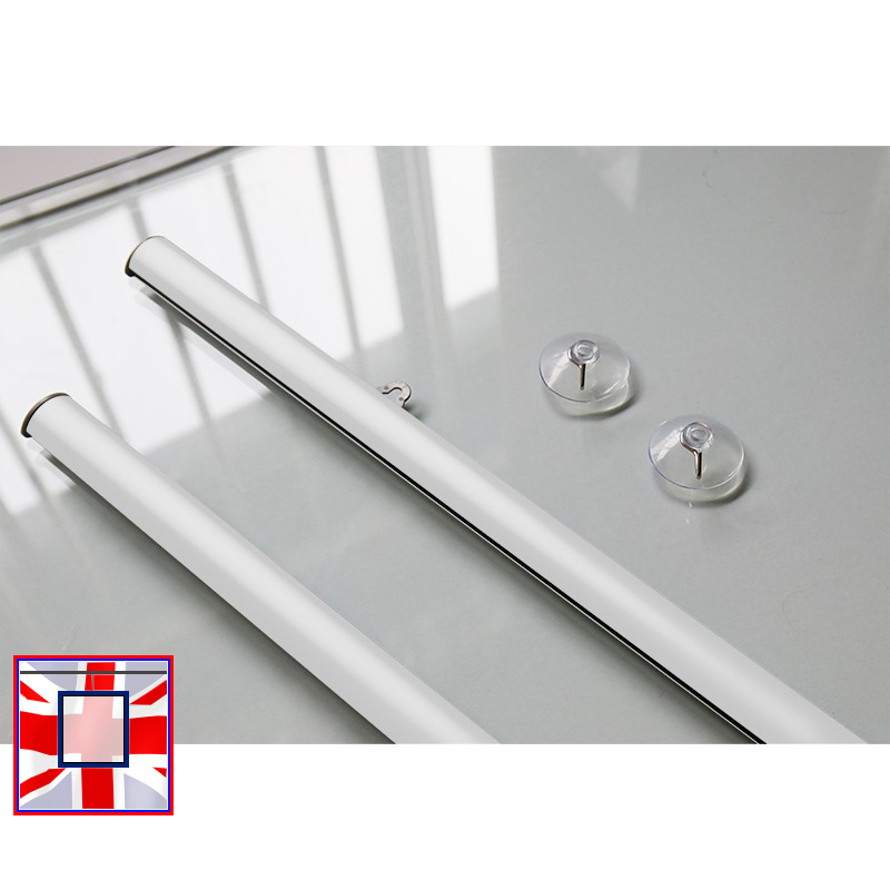Metal Poster Hangers Set Suction Cup, Hanging Hooks & Heavy Duty Aluminium Strips Kit (Black, White, Silver)