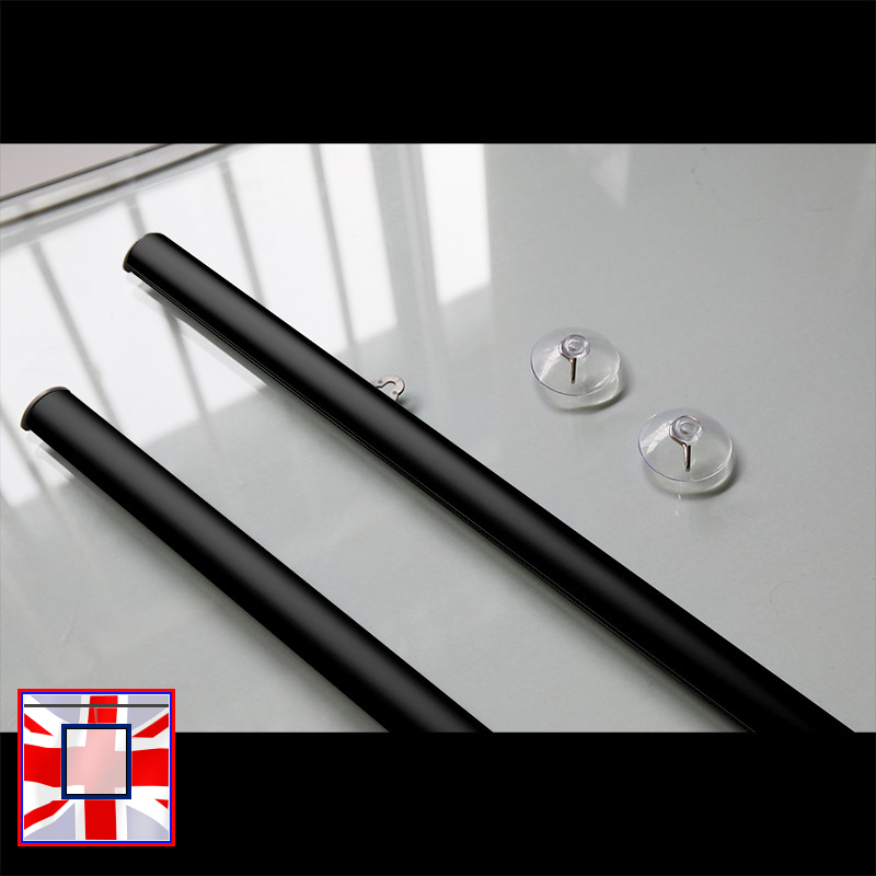 Metal Poster Hangers Set Suction Cup, Hanging Hooks & Heavy Duty Aluminium Strips Kit (Black, White, Silver)