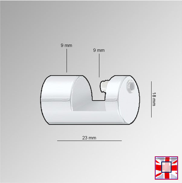 Brass mirror wall support clamp with polished chrome finish, designed for mounting glass, wooden panels, and acrylic perspex up to 8mm thickness, with silicone-tipped bolts for firm grip
