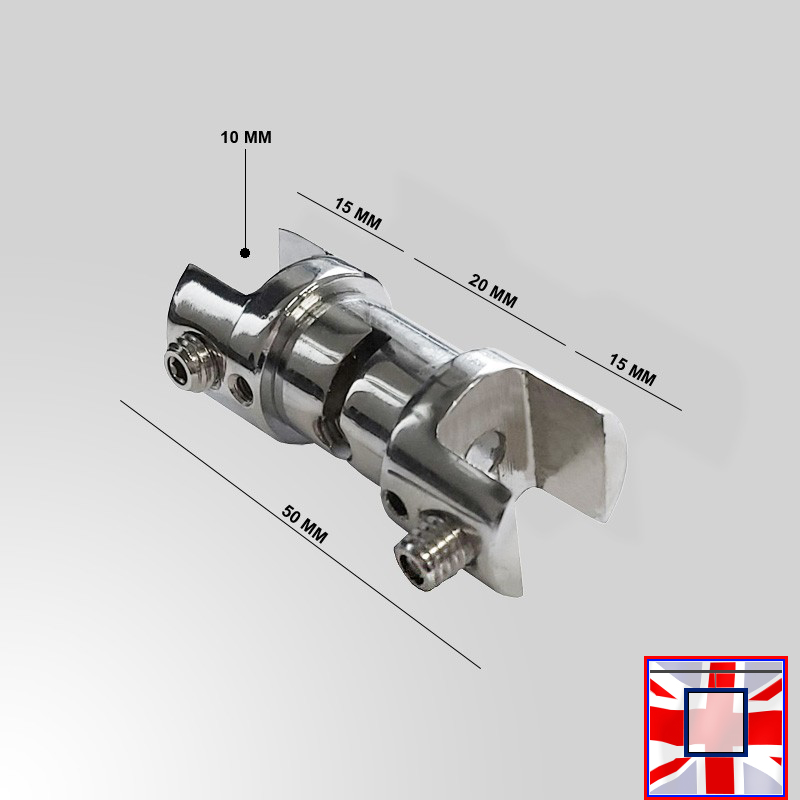 Chrome Double Clamp for Panels, Multi-Position (8MM & 10MM)