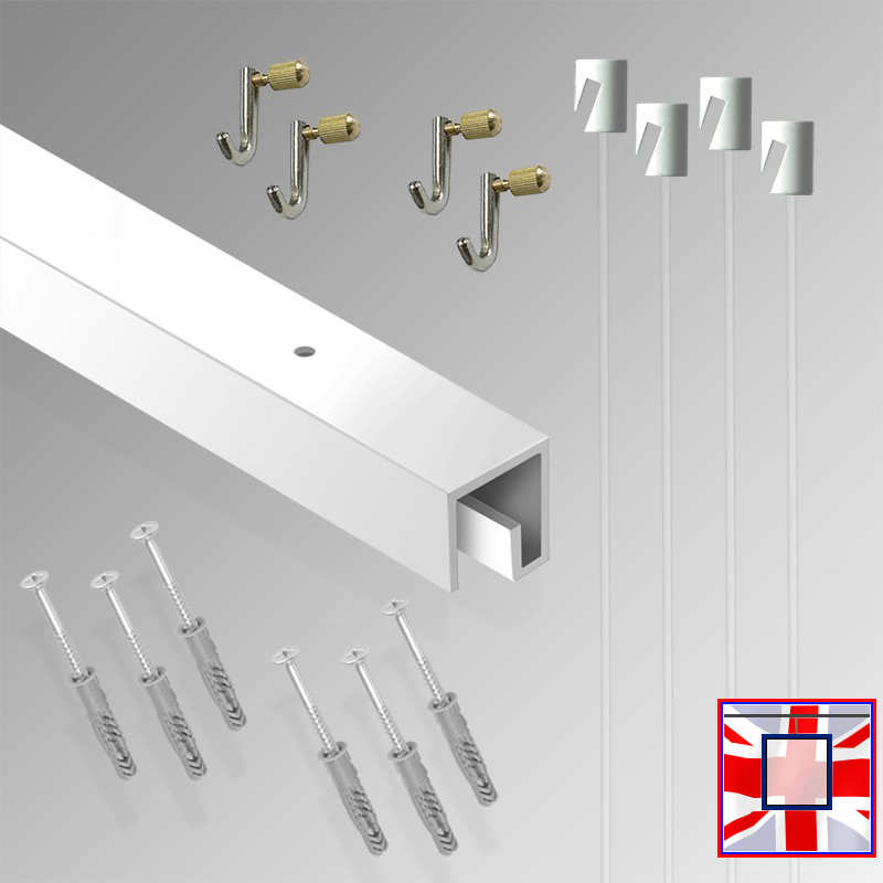 All-in-One Ceiling Hanging Kit – P Rail 2m Gallery Track with Heavy Hooks