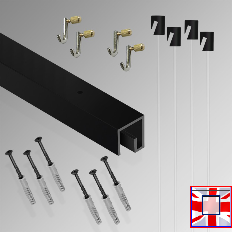 All-in-One Ceiling Hanging Kit – P Rail 2m Gallery Track with Heavy Hooks