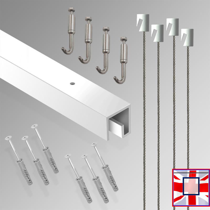 All-in-One Ceiling Hanging Kit – P Rail 2m Gallery Track with Heavy Hooks