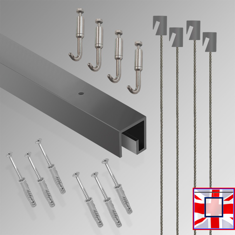 All-in-One Ceiling Hanging Kit – P Rail 2m Gallery Track with Heavy Hooks