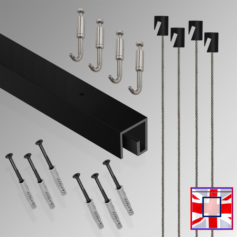 All-in-One Ceiling Hanging Kit – P Rail 2m Gallery Track with Heavy Hooks