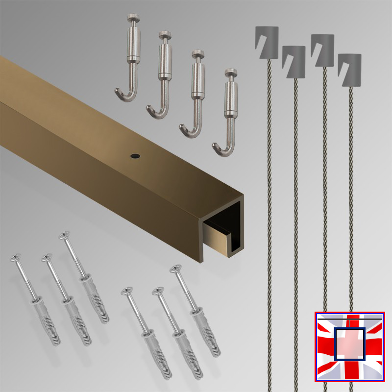 All-in-One Ceiling Hanging Kit – P Rail 2m Gallery Track with Heavy Hooks