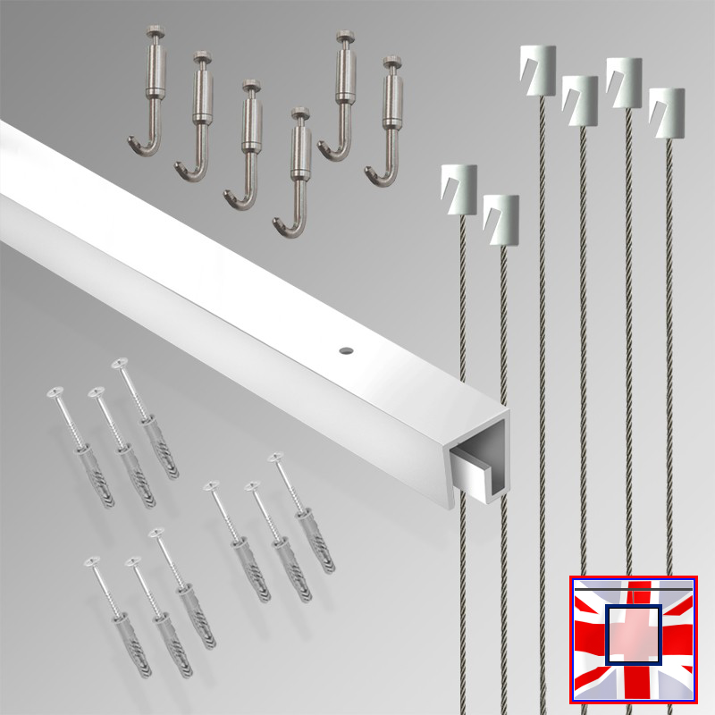 3m P Rail All-in-One Gallery Display Set – Ceiling Track & Heavy Picture Hooks Kit