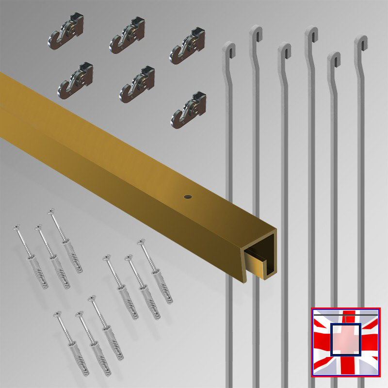 3m All-in-One Gallery Display Kit – HD Ceiling Rail, Heavy Hanging Rods & Picture Track Set