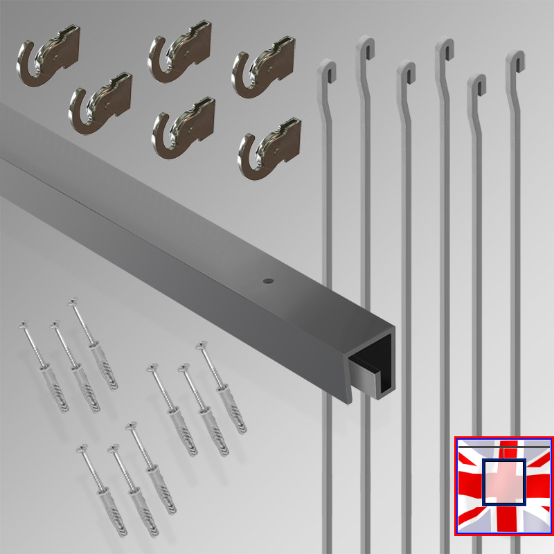 3m All-in-One Gallery Display Kit – HD Ceiling Rail, Heavy Hanging Rods & Picture Track Set