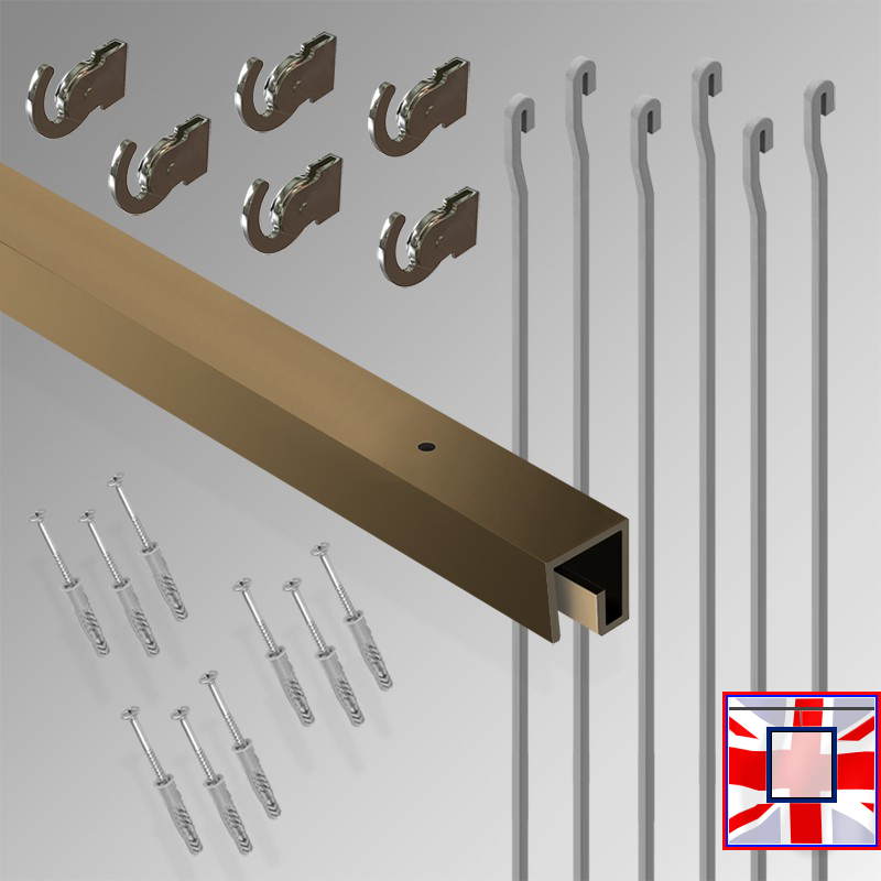 3m All-in-One Gallery Display Kit – HD Ceiling Rail, Heavy Hanging Rods & Picture Track Set