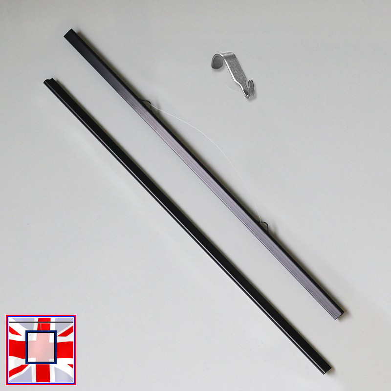Metal Poster Hangers Set, Moulding Hook & Aluminium Strips with Dado Hooks Kit (Silver, Black, White)