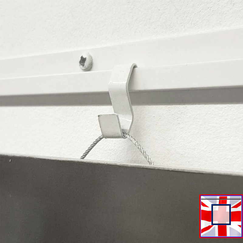 S Hook Anchor for J Rail & C Rail – Picture Hanger for Loops or Direct Hanging (White, Silver, Black)