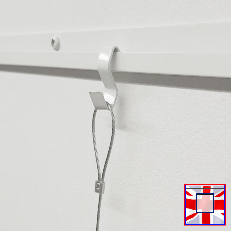S Hook Anchor for J Rail & C Rail – Picture Hanger for Loops or Direct Hanging (White, Silver, Black)