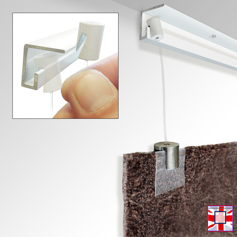 Heavy-Duty Picture Rail Ceiling Hanging Kit for Simple Carpet (C Rail Gallery System)