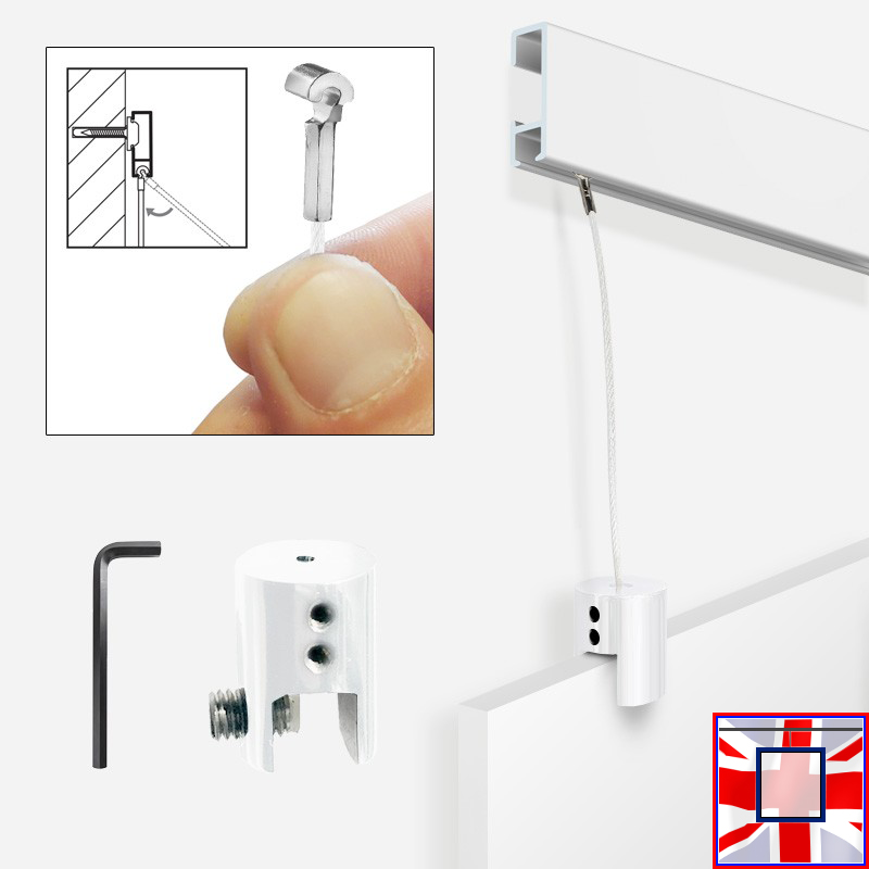 Hanging Kits White for Picture Panel White Rails (Gallery systems Clip rail)