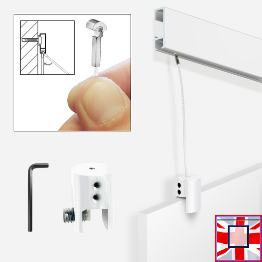 White Picture Rail Panel Hanging Kits (Clip Rail Gallery Systems)