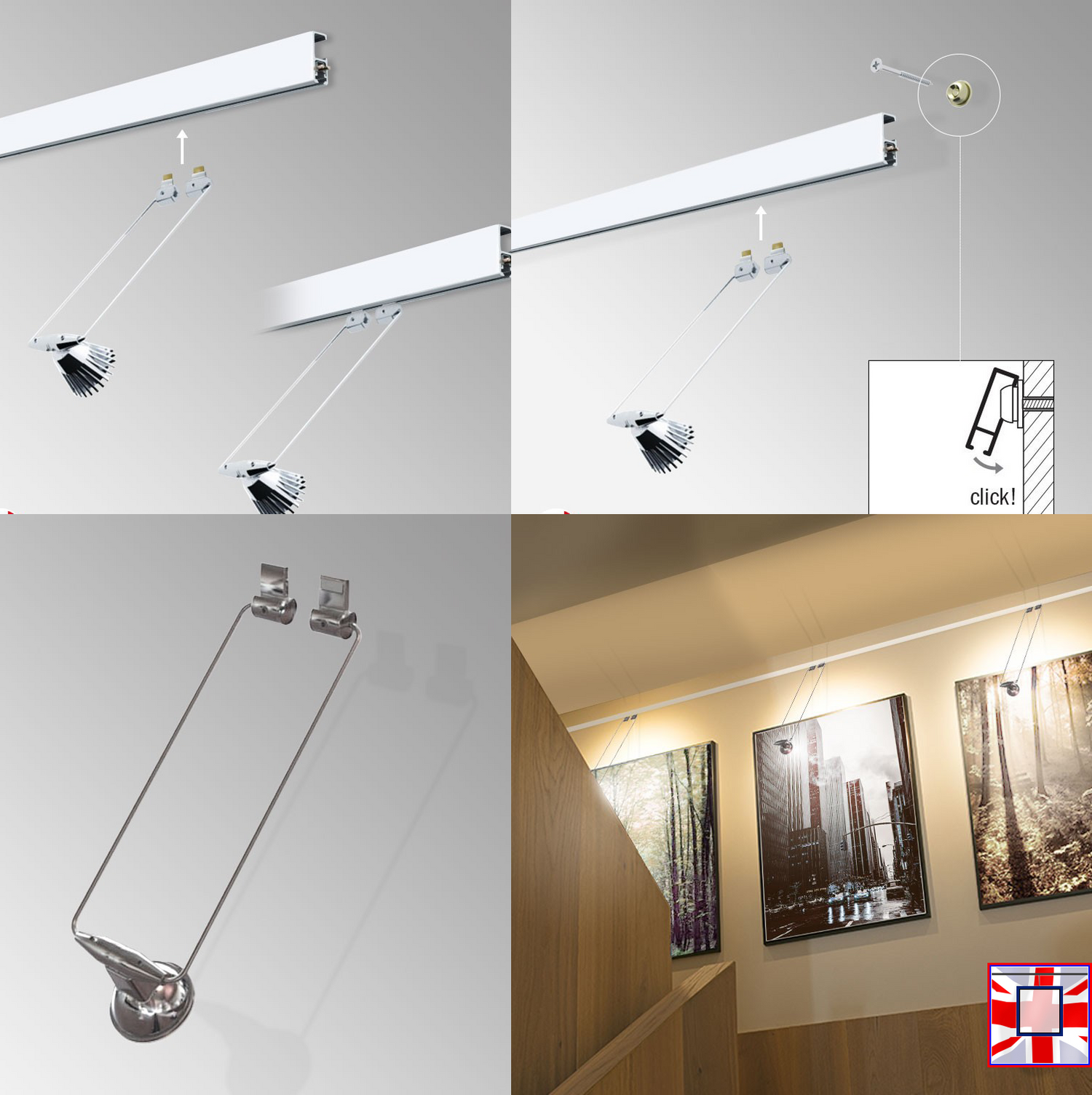 Picture Hanging Systems with Lighting Fixtures