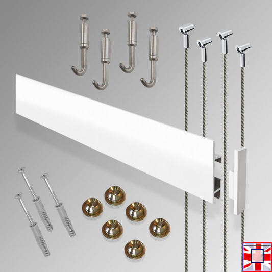 3m Picture Rails & Hooks for Heavy Frames, Long Clip Rail Max Kit (Wall Hanging)