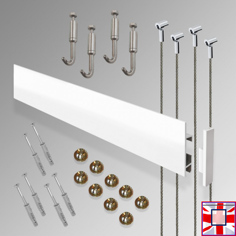 Max Clip Rail Long Kit, 3m Picture Rails & Hooks for Heavy Frames (Wall Hanging)