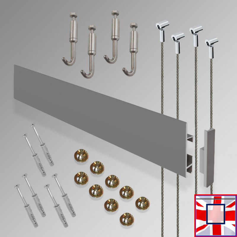 Max Clip Rail Long Kit, 3m Picture Rails & Hooks for Heavy Frames (Wall Hanging)