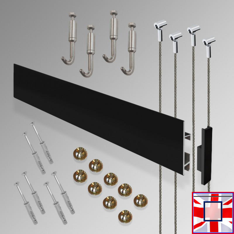 Max Clip Rail Long Kit, 3m Picture Rails & Hooks for Heavy Frames (Wall Hanging)