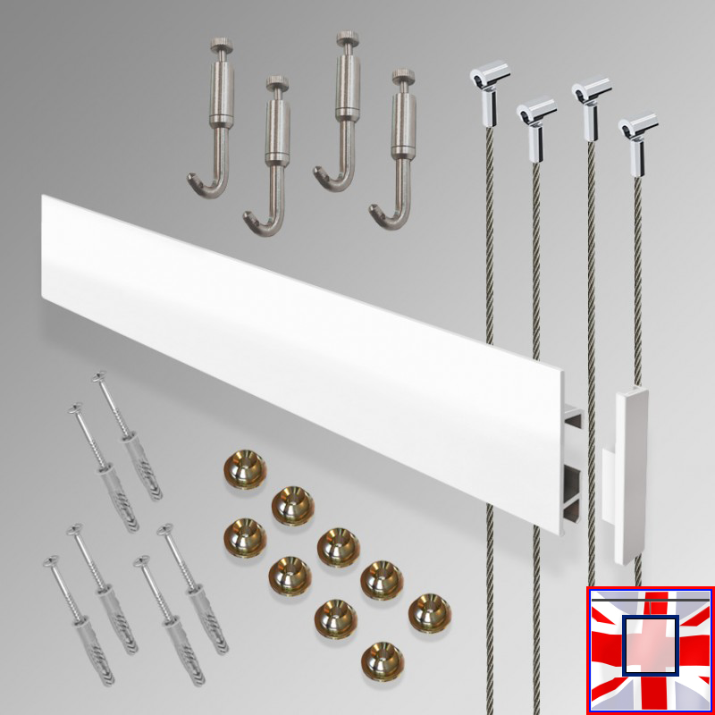 Max Clip Rail Long Kit, 3m Picture Rails & Hooks for Heavy Frames (Wall Hanging)