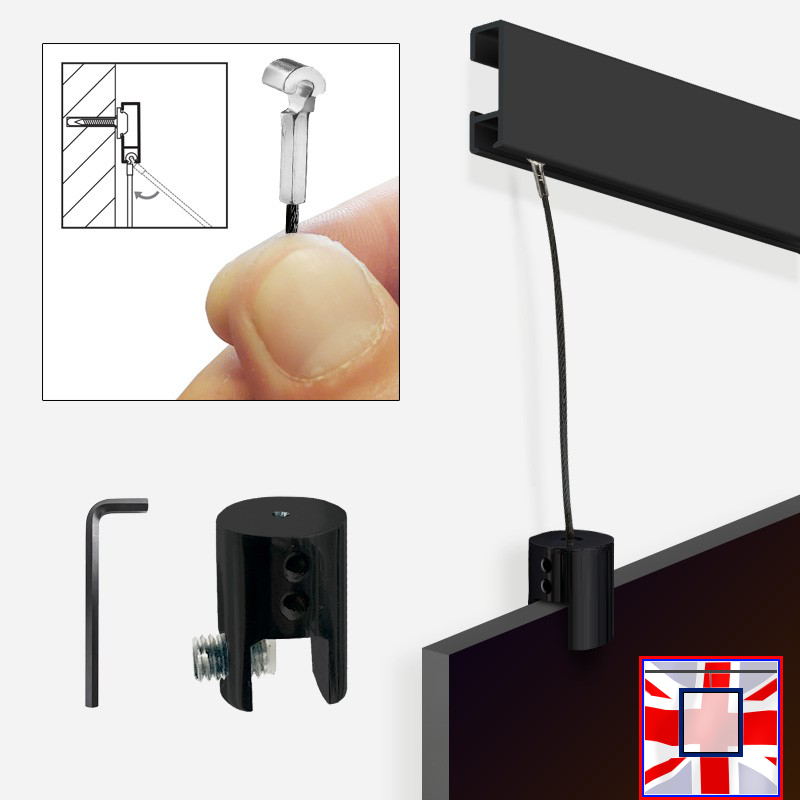 Panel Hanging Kits for Black Picture Rails (Clip Rail Gallery Systems)