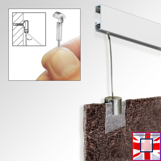 Carpet Hanging Cable Kit Simple for Picture Rails (Clip Rail Gallery Systems)