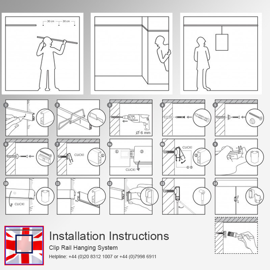 3m Picture Rails & Hooks for Heavy Frames, Long Clip Rail Max Kit (Wall Hanging)