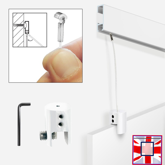 Panel Hanging Kits for White Picture Rails (Clip Rail Gallery Systems)