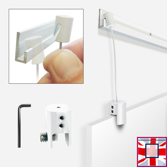 White Panel Hanging Kits for J Rail, C Rail, P Rail Gallery Systems (White Picture Rails)