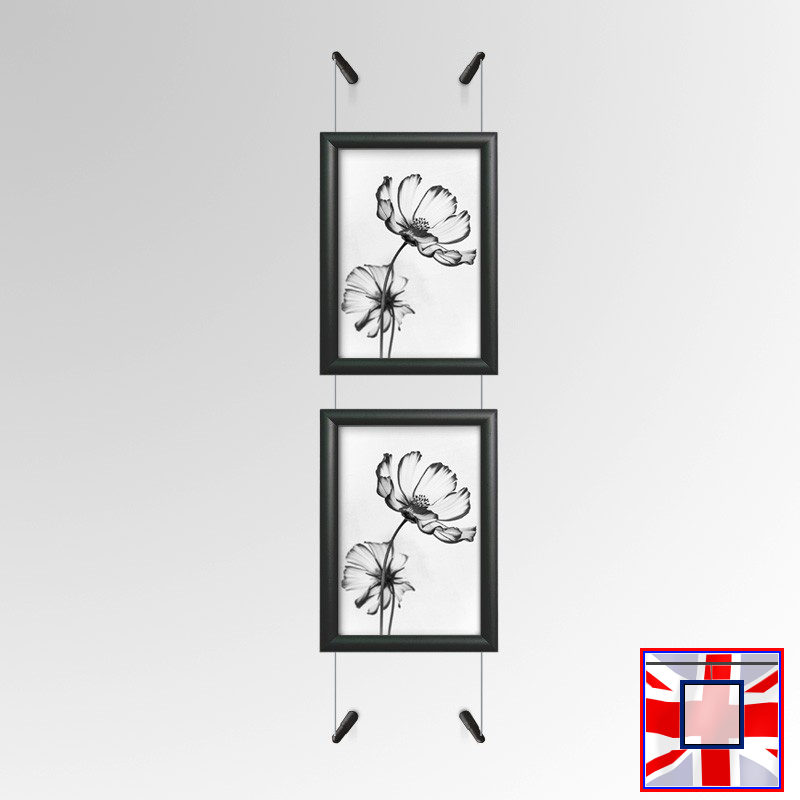 A4 Black Click Frame & Cable Hanging Kit