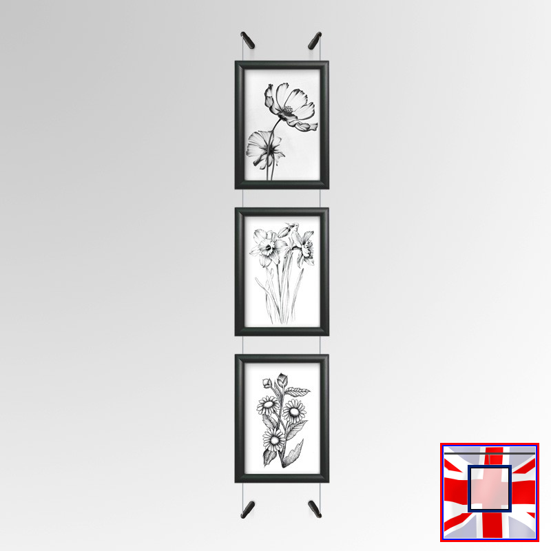 A4 Black Click Frame & Cable Hanging Kit