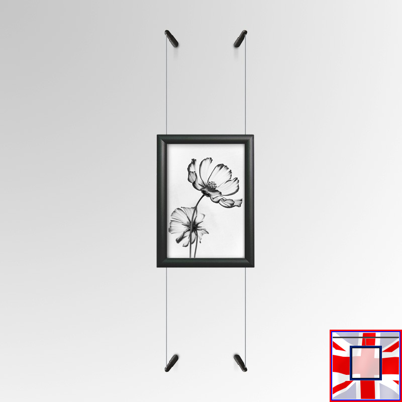 A4 Black Click Frame & Cable Hanging Kit