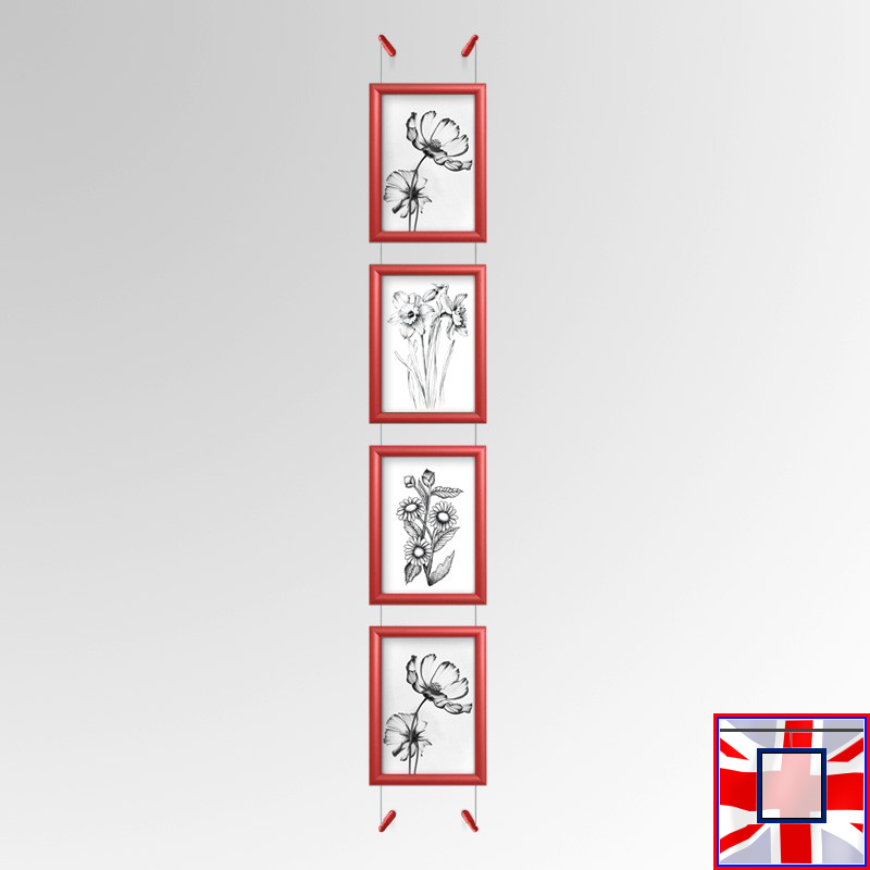 Red A4 Frame with Wall Cable Kit