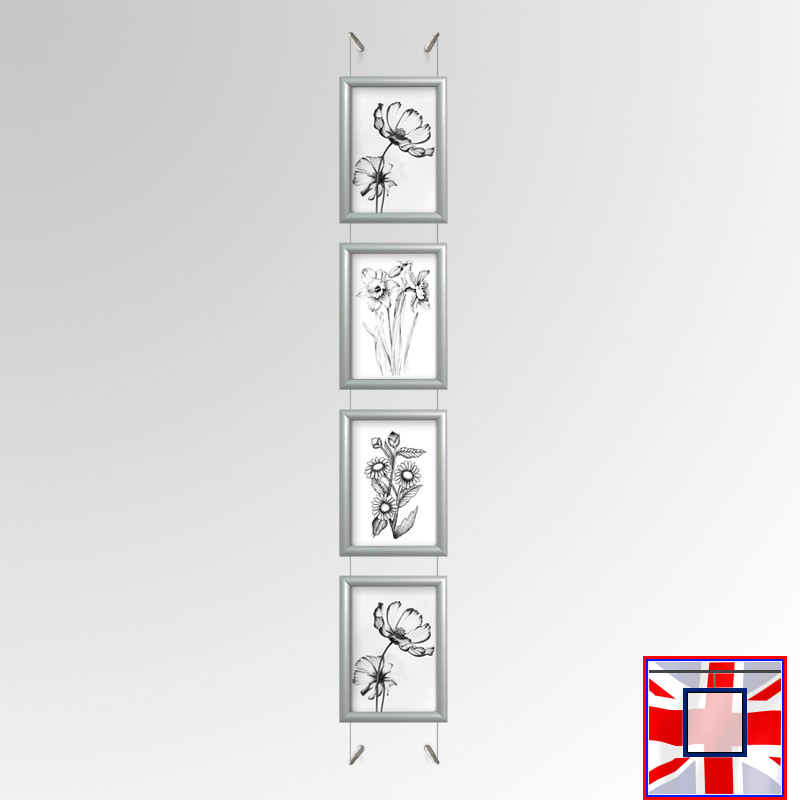 Wall Cable Suspension Kit with A4 Silver Frame