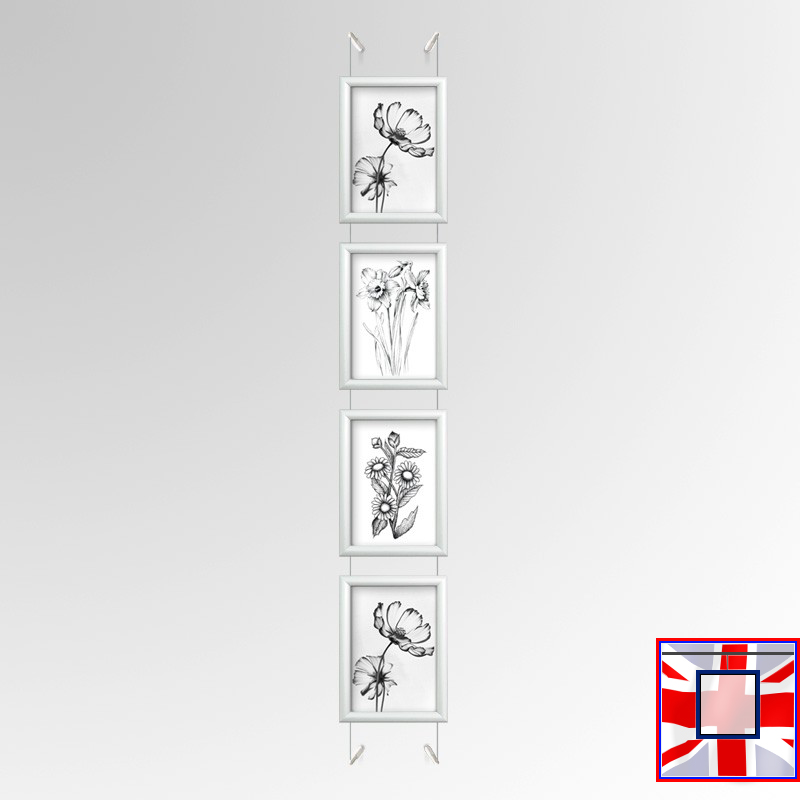 White A4 Frame with Wall Cable Kit