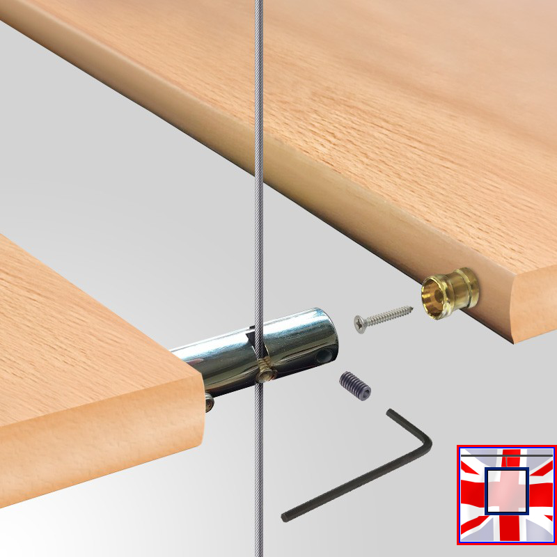 Chrome Double Cable Support – Boss Style for Wood Shelves & Cabinets
