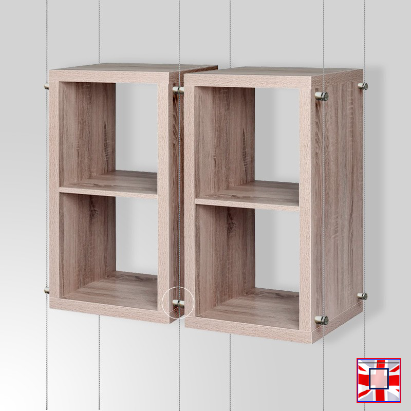 Double Wood Shelf Support – Boss Chrome (For Cable-Suspended Cabinets & Shelving)