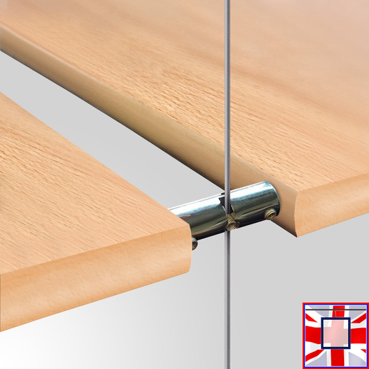 Chrome Double Cable Support – Boss Style for Wood Shelves & Cabinets